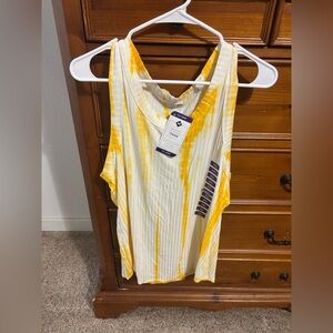 Vibrant Yellow and White Women's Tank Top